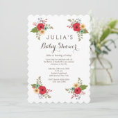 Invitation de Baby shower floral moderne (Debout devant)