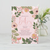 Invitation de Baby shower floral peint | Corail (Debout devant)