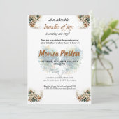 Invitation de Baby shower floral personnalisable (Debout devant)