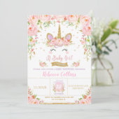 Invitation de Baby shower Floral Pink (Debout devant)