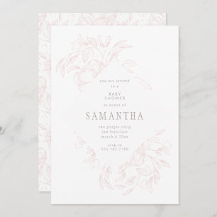 Invitation de Baby shower floral romantique rose