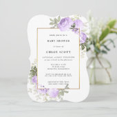 Invitation de Baby shower Floral Rose clair (Debout devant)