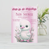 Invitation de Baby shower Floral Rose de Canard bl (Debout devant)