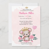Invitation de Baby shower Floral Rose de Princess (Devant)