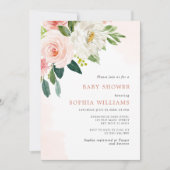 Invitation de Baby shower Floral Rose rose (Devant)
