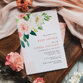 Invitation de Baby shower Floral Rose rose