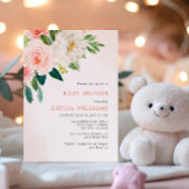 Invitation de Baby shower Floral Rose rose
