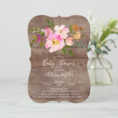 Invitation de Baby shower Floral rose violet rusti (Debout devant)