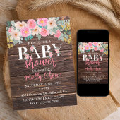 Invitation de Baby shower floral rustique