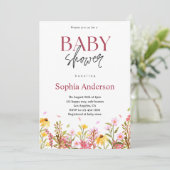 Invitation de Baby shower floral rustique pour fil (Debout devant)