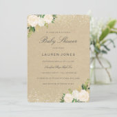 Invitation de Baby shower Floral Rustique Pretty G (Debout devant)