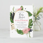 Invitation de Baby shower floral tropical (Debout devant)