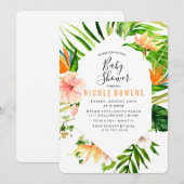 Invitation de Baby shower floral tropical (Devant / Derrière)