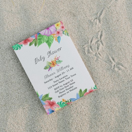 Invitation de Baby shower floral tropical