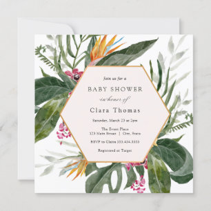 Invitation de Baby shower floral tropical