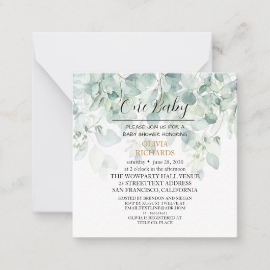 Invitation de Baby Shower Florale (Devant)