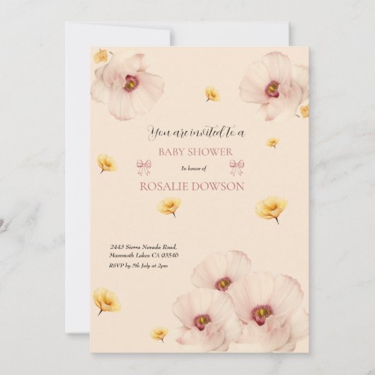 Invitation de baby shower florale (Devant)