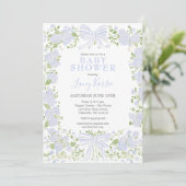 Invitation de baby shower florale bleue, (Debout devant)