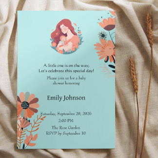 Invitation de baby shower florale mignonne
