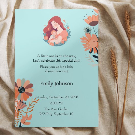 Invitation de baby shower florale mignonne