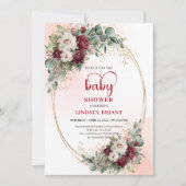 Invitation de baby shower florale Soft Marsala (Devant)
