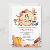Invitation de Baby shower forestier floral automne (Devant)