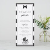 Invitation de Baby shower français noir et blanc (Debout devant)