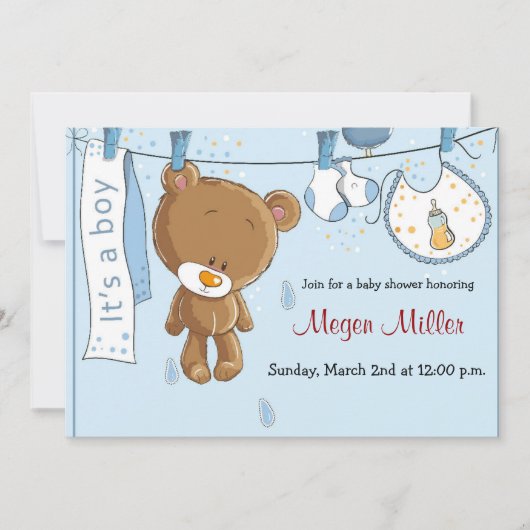 Invitation de baby shower - garçon (Devant)