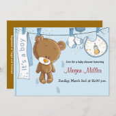 Invitation de baby shower - garçon (Devant / Derrière)