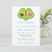 Invitation de Baby shower garçon à l'Avocado migno (Debout devant)