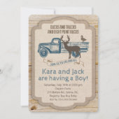 Invitation de Baby Shower Garçon Camion Cerf Rusti (Devant)