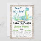 Invitation de Baby Shower Garçon Dinosaure Rustiqu (Devant)