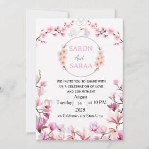 Invitation de Baby Shower Garçon-Fille Rose