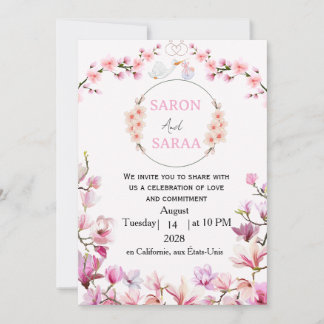 Invitation de Baby Shower Garçon-Fille Rose