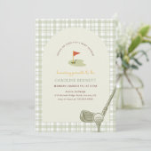 Invitation de Baby-Shower Garçon Gingham Vert Saug (Debout devant)