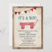 Invitation de Baby Shower Garçon Wagon Rustique Vi (Devant)