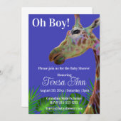 Invitation de baby shower Giraffe coloré amusant (Devant / Derrière)