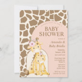 Invitation de Baby shower Girl Giraffe (Devant)