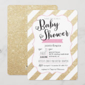 Invitation de Baby shower Gold Parties scintillant (Devant / Derrière)