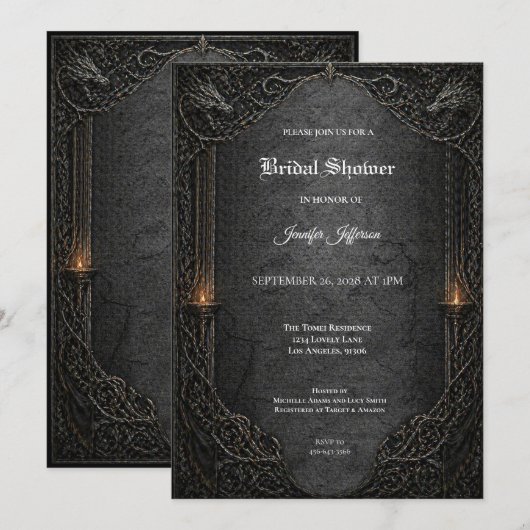Invitation de baby shower gothique Dark GOT (Devant / Derrière)