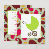Invitation de Baby shower Green Carriage & Paisley (Devant / Derrière)