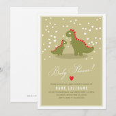 Invitation de Baby shower Green Dino (Devant / Derrière)