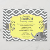 Invitation de Baby shower gris et jaune neutre (Devant / Derrière)