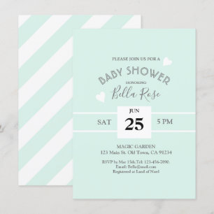 Invitation de Baby shower Gris-Mint