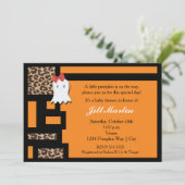 Invitation de Baby shower Halloween Ghost & Leopar (Debout devant)