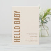 Invitation de Baby shower Hello moderne Bold (Debout devant)