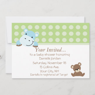 Invitation de Baby shower Hippo