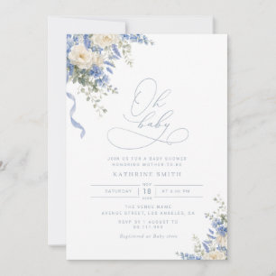Invitation de baby shower Hydrangea Dusty Blue
