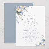 Invitation de baby shower Hydrangea Dusty Blue (Devant / Derrière)