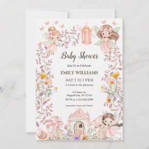 Invitation de Baby Shower Jardin de Fées Magique